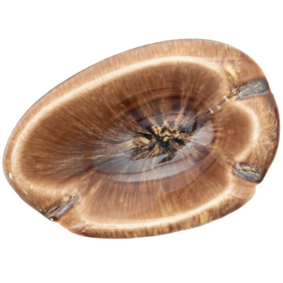 Vintage Brown Oval Ceramic Ashtray - Picture 2 of 11